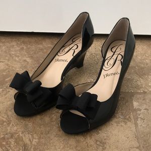 J. Renée patent leather bow wedge